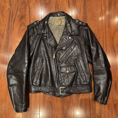 Vintage 1950s 60s Brent Sportsman Leather Motorcycle Jacket Black L 40 42 - Image 1 of 4
