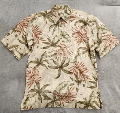 Camisa Hilo Hatties The Hawaiian Original Para Hombre Pequeña Tostada Planta Tropical Pull Over Foto 1 de 4