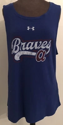 Atlanta Braves Womens Tank Top XL HeatGear Cotton Blend Fitted - Image 1 of 4