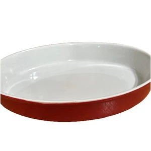 BIA Cordon Bleu 12 1/2" OVAL RED WITH White Interior CASSEROLE BAKING DISH - Picture 1 of 4