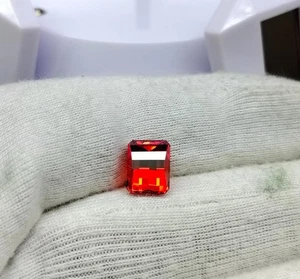 GIE Certified Natural Red Zircon 6.02 Ct 10x8 MM Fancy Cut Loose Gemstone - Picture 1 of 7