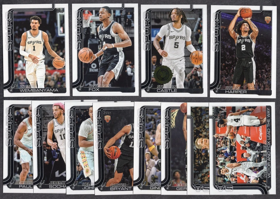 Juego completo de 12 cartas de equipo Topps Flagship San Antonio Spurs 2025-26 Foto 1 de 1
