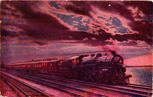 Twentieth Century Limited Leaving Chicago Railroad Train Postcard Unposted - Picture 1 of 2