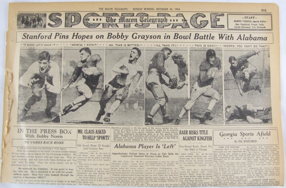 De colección 1934 Alabama Crimson Tide - Periódico Rose Bowl Champions Foto 1 de 4