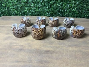 Set of 8 Vintage Tiger Cowrie Shell Handcrafted Napkin Rings Philippines - Picture 1 of 7