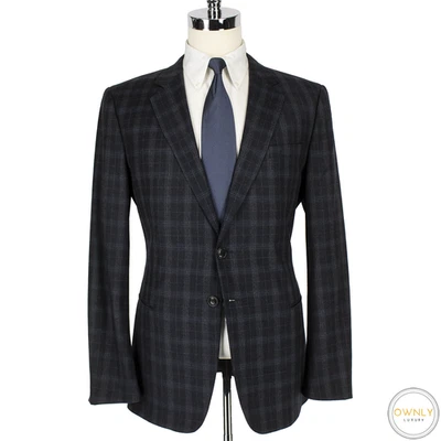 NWOT CURRENT Giorgio Armani Black Blue Wool Cashmere Plaid Jacket 42R $2595 - Image 1 of 4