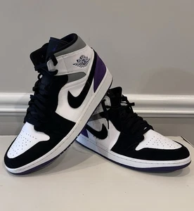AIR JORDAN 1 MID SE Court Purple Suede 852542-105 White Purple Men’s Size 13 - Afbeelding 1 van 15