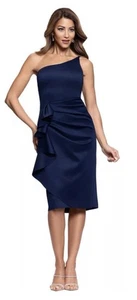 Neu ohne Etikett Xscape ärmelloses gerafftes Damen-Etuikleid mit einer Schulter Größe 4 - Bild 1 von 4