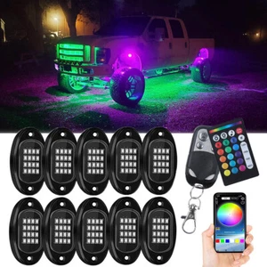 10Pods RGB LED Rock Light Underglow Foot Wheel Lamp For Chevrolet Silverado 1500 - Picture 1 of 17