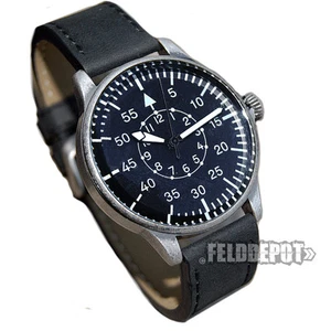 Luftwaffe Pilotenuhr Fliegeruhr ME109 Uhr Repro schwarz black - Bild 1 von 1
