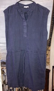 JAMES PERSE Standard $175 Blue Drawstring 100% Linen Dress Size 2 US Medium - Picture 1 of 5