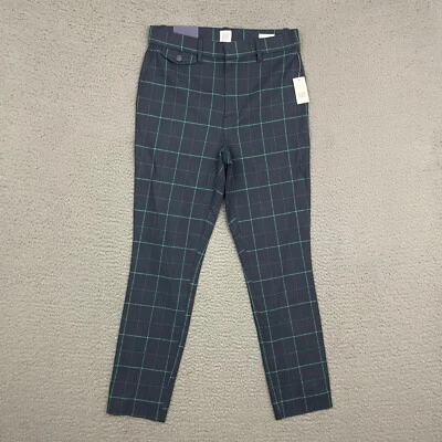 Gap Ankle Pants Womens Size 4 High Rise Blue Green Plaid Cotton Blend Mom Casual - Image 1 of 4