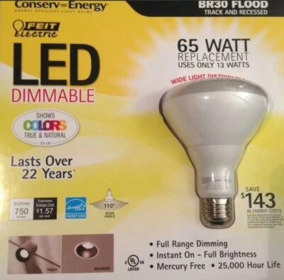 Feit Electric 65 Watt Replacement LED Dimmable BR30 Flood - Image 1 of 2