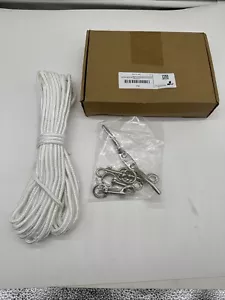 50ft Flag Pole Rope and Clips Kit - 50Ft Flag Pole Rope Halyard with Cleat - Picture 1 of 4