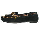 Polo Ralph Lauren Seinne Black Suede Leather Slip On Loafers Womens Size 6.5 New