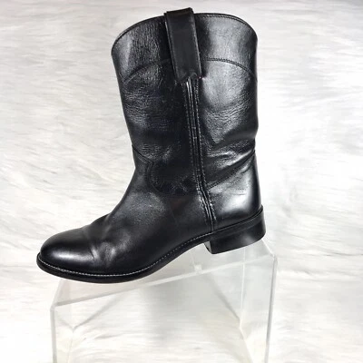 Justin Women's Riding Boots Mid Calf Black Leather Western Size 5 B - Image 1 of 4