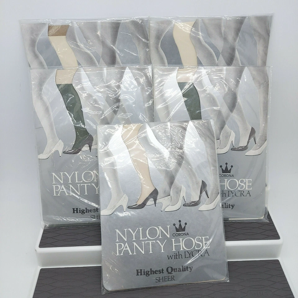 LOTE DE 5 VINTAGE Corona Transparente con Lycra COLORES Beige Blanco Gris TALLA ALTA Foto 1 de 4