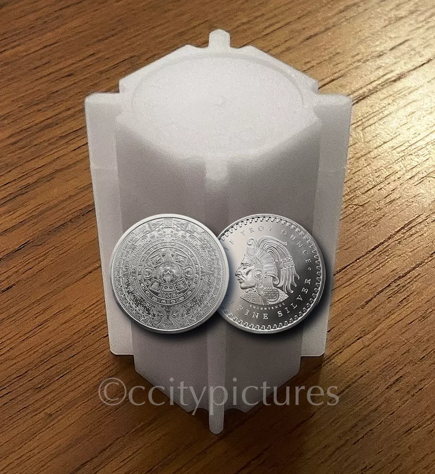 Rollo de 20 • Rondas de plata calendario azteca GSM de 1/2 oz • BU • .999 fino Foto 1 de 1