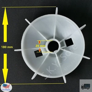 New Y2-112-4.6.8 Motor Fan Blade, Diameters 180mm/28mm/8mm, Fast Free Shipping - Picture 1 of 2