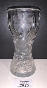 Antique American Brilliant Cut Glass Daisy Corset Hourglass Vase 6" - Picture 1 of 19