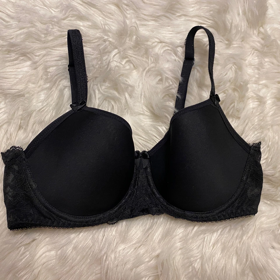 Sujetador Fantasie 32D Negro Rebecca Encaje Espaciador Copa Completa Con Aros Cierre Trasero G2U Foto 1 de 4