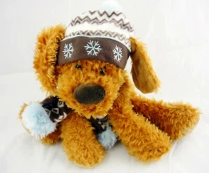 Hugfun St Jude Plush Brown Puppy Dog Floppy 2009 Winter Holiday Hat Scarf 14" - Picture 1 of 8
