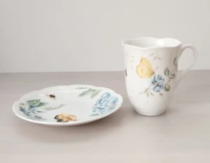 Lenox Butterfly Meadow Vajilla Libélula Té Taza de Café Taza y Plato de Aperitivo - Imagen 1 de 12