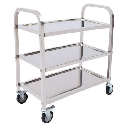 3 Borde Serving Trolley Stainless Steel Tea Trolley Kitchen Trolley Catering Serving Aid 4 Wheels - Image 1 of 4