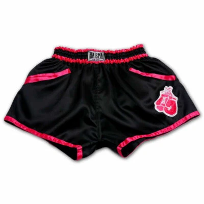 Pantalones Cortos de Kickboxing Muay Thai Negro Rosa MMA Equipo de Lucha Bordado Mujeres Foto 1 de 2