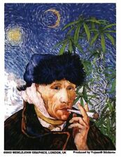 Vincent van Gogh Weed Smoking Tablet Sticker Cannabis Mancave ART Laptop Decal