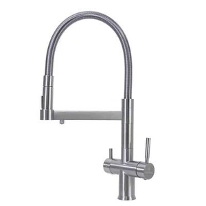 Hommix Savona Nichel Spazzolato Estraibile Spray-Tubo Rubinetto 3 Vie (Triflow Filtro Rubinetto) - Foto 1 di 12