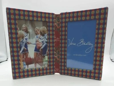 Vera Bradley EMILY Blue & Red 4x6 Picture Frame Double Sided Quilted Retired  - Image 1 of 4