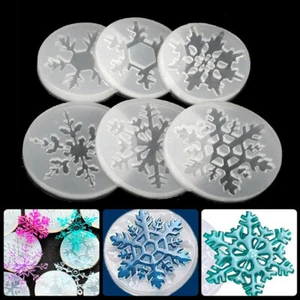 6x Silicone Christmas Snowflake Mold Pendant Jewelry Making Epoxy Resin Mold New - Picture 1 of 12