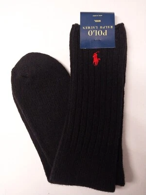 Polo Ralph Lauren Para Hombres 72 % Lana Vestido Calcetines Negro Acanalado Tejido Talla 10-13 Zapato 6-12 Foto 1 de 4