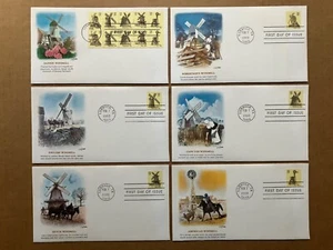 1980 15c USA Windmills 1738-42 Fleetwood First Day Cover Master Set of (6) - Picture 1 of 13
