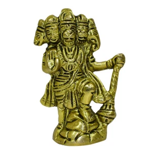 Hanuman Statue God Bajrangbali Panchmukhi Brass Murti Figurine Idol Showpiece - Picture 1 of 5