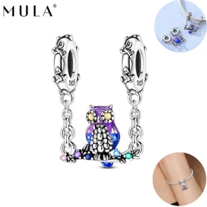 MULA Original 925 Sterling Silver Charm CZ Tree Owl Pendant For Women Bracelet - Picture 1 of 7
