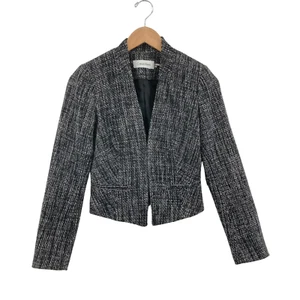 Calvin Klein Women's Black White Long Sleeve Open Front Blazer Size 2P - Picture 1 of 10