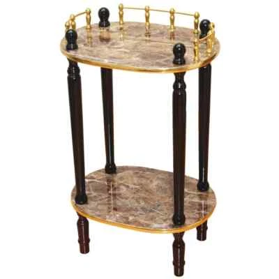 Uniquewise, Quickway Imports, 2-Tiered Telephone Table, Gold Marble QI003134M - Image 1 of 3