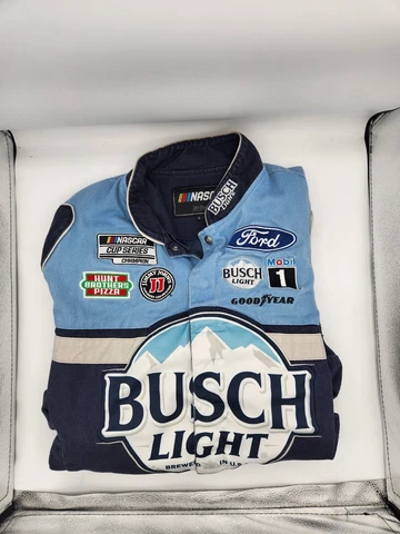 NASCAR Kevin Harvick JH Design Busch Light Twill Cotton Full-Snap Jacket SZ L Cover