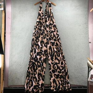 Diane von Furstenberg Full Body Jumpsuit Womens 4X Multicolor Cheetah Print - Picture 1 of 20