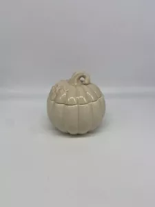 Harry Slatkin Creamy Beige Ceramic Pumpkin Candle Sweet Cinnamon Pumpkin - Picture 1 of 8