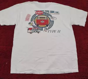 Vintage EMPI Transporter Type II T Shirt Camper Vehicle Large White 2 Sided EUC - Picture 1 of 12