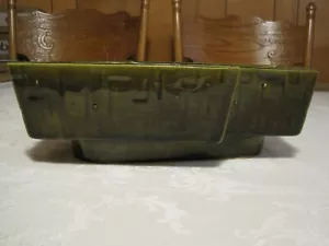 VINTAGE UPCO USA 275 GREEN CERAMIC PLANTER LIGHTNING BOLT PATTERN - Picture 1 of 14
