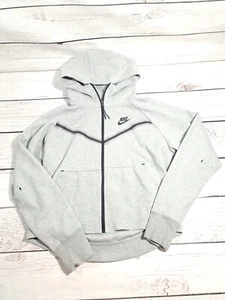 Nike Tech Hood Womens Gray Fleece Size Xs Cropped Full Zip Jacket C7 - Picture 1 of 6