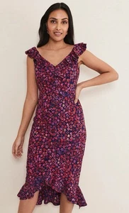 PHASE EIGHT Viola Ditsy Floral Frill Dress UK 10 Party Occasion Petite - Picture 1 of 11