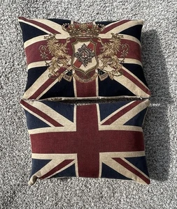12" x 20" John Lewis Hampton Union Jack Crest Throw Pillow Set W Feather Inserts - Picture 1 of 15