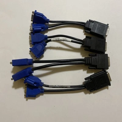 Lote de 4 adaptadores divisor de cable DMS-59 doble VGA DVI Y macho a (2) VGA hembra 8" Foto 1 de 4