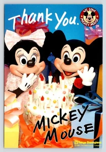 Tarjeta postal de Tokio Disneyland feliz cumpleaños Mickey Mouse te amamos gracias 1987 - Imagen 1 de 2