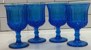 De Colección Diente de Sierra Azul por L G VIDRIO DERECHO 2 Juegos de (4) Copas de Agua en COMO NUEVO ESTADO - Imagen 1 de 4